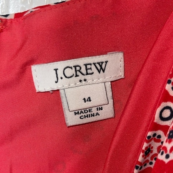 J CREW Red Printed Ruffle Hem Midi Dress, Size 14 - Picture 5 of 10